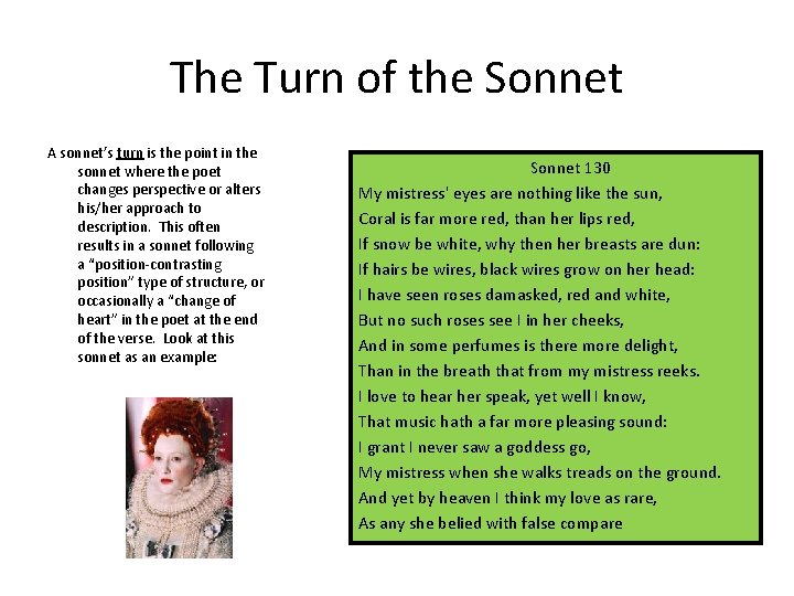 The Turn of the Sonnet A sonnet’s turn is the point in the sonnet The Turn of the Sonnet A sonnet’s turn is the point in the sonnet