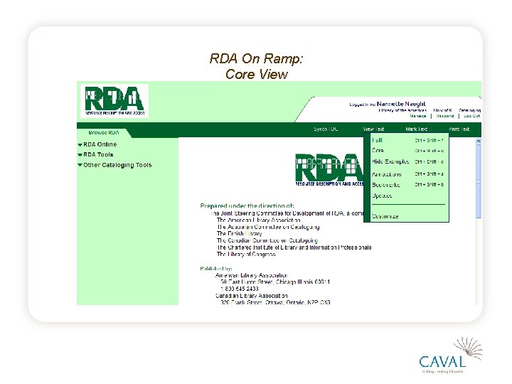 RDA On Ramp: Core View 