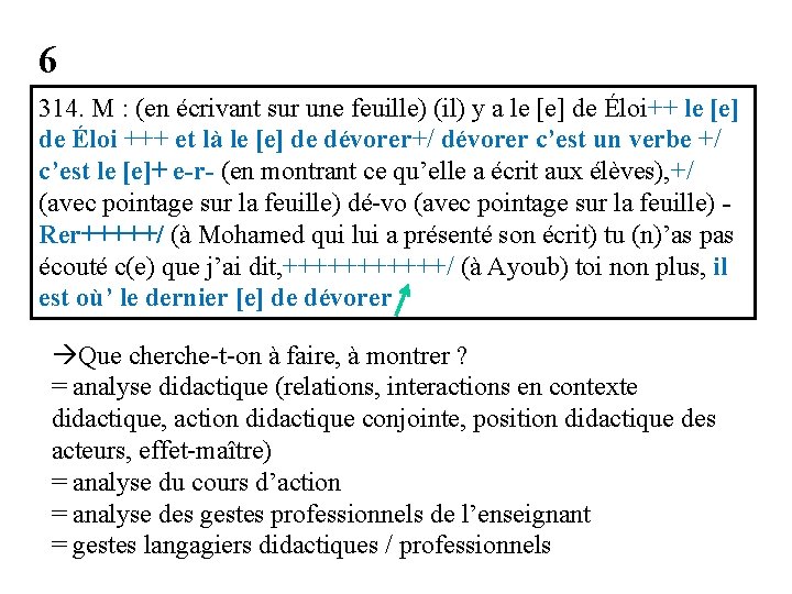 6 314. M : (en écrivant sur une feuille) (il) y a le [e]
