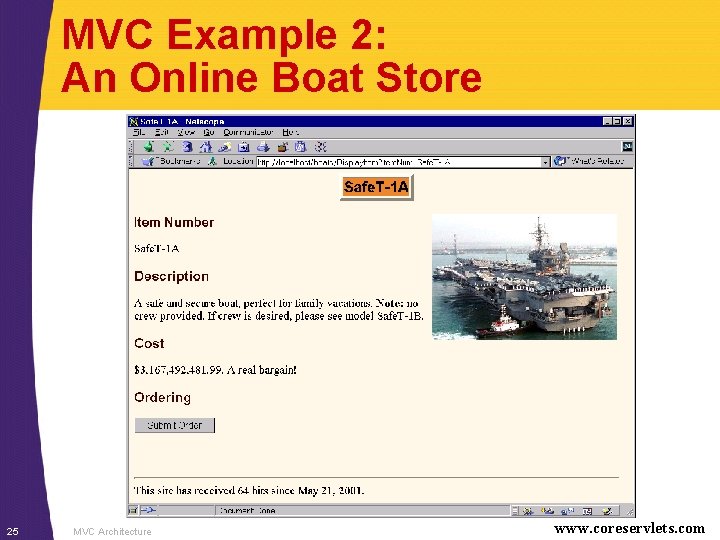 MVC Example 2: An Online Boat Store 25 MVC Architecture www. coreservlets. com 