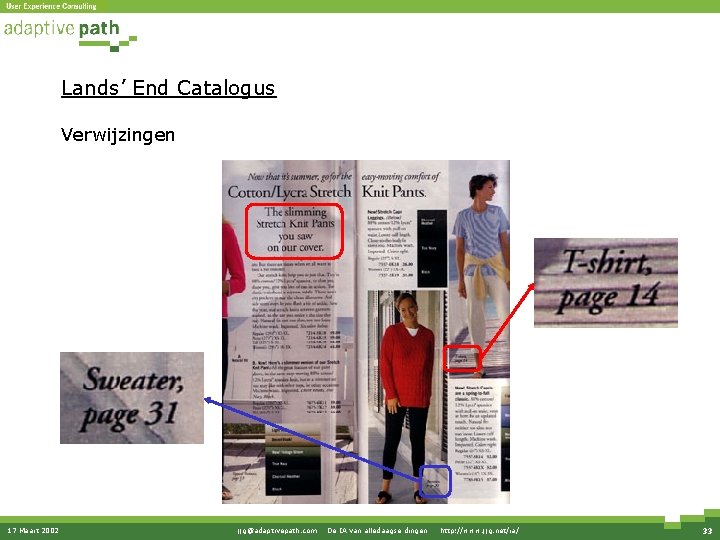 Lands’ End Catalogus Verwijzingen 17 Maart 2002 jjg@adaptivepath. com · De IA van alledaagse Lands’ End Catalogus Verwijzingen 17 Maart 2002 jjg@adaptivepath. com · De IA van alledaagse