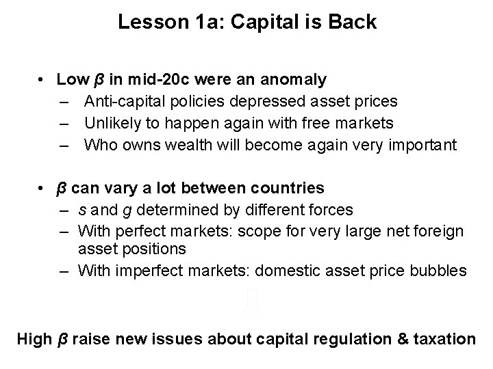 Lesson 1 a: Capital is Back • Low β in mid-20 c were an