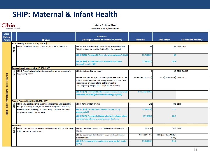 SHIP: Maternal & Infant Health 17 