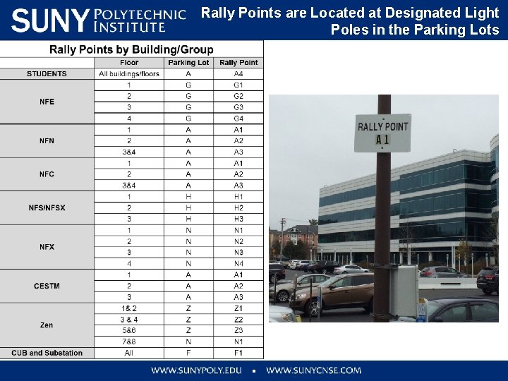 Rally Points are Located at Designated Light Poles in the Parking Lots 