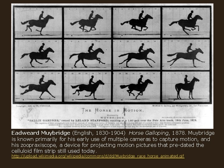 Eadweard Muybridge (English, 1830 -1904) Horse Galloping, 1878. Muybridge is known primarily for his