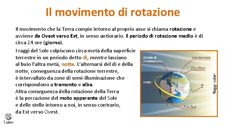 Il movimento di rotazione Il movimento che la Terra compie intorno al proprio asse