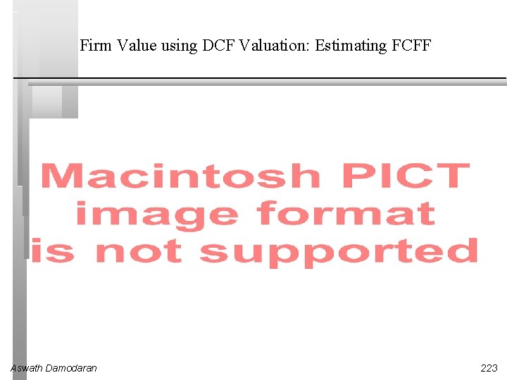 Firm Value using DCF Valuation: Estimating FCFF Aswath Damodaran 223 