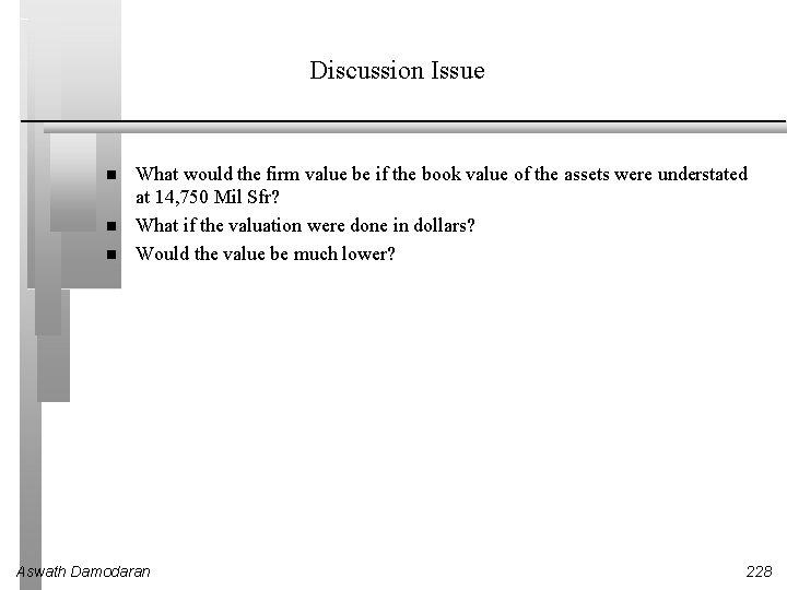 Discussion Issue What would the firm value be if the book value of the