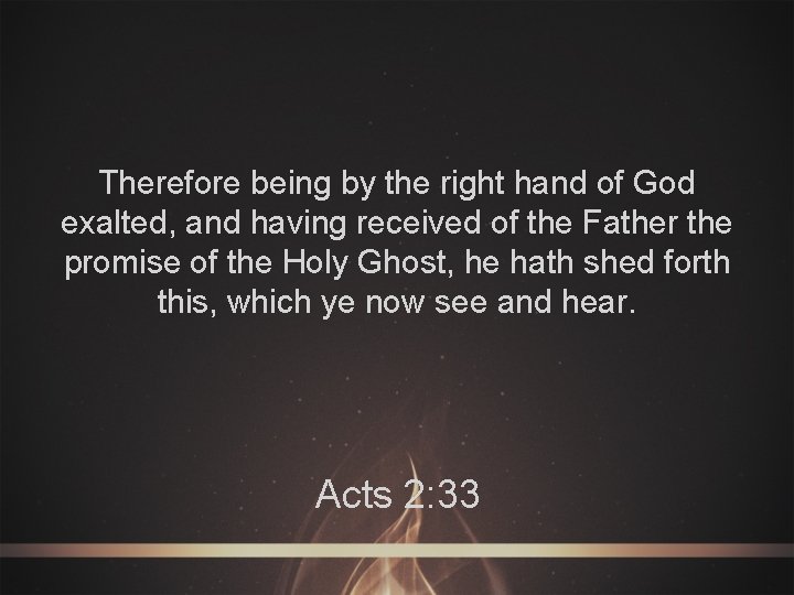 Therefore being by the right hand of God exalted, and having received of the