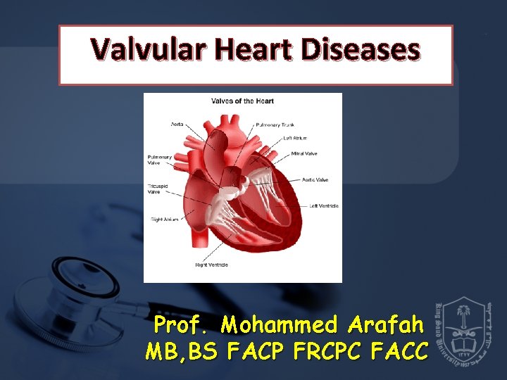 Valvular Heart Diseases Prof. Mohammed Arafah MB, BS FACP FRCPC FACC 