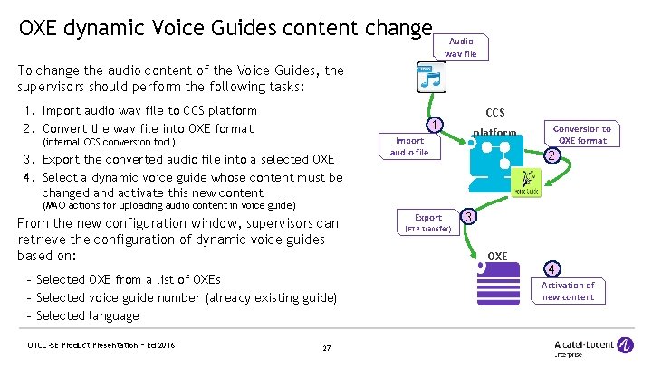 OXE dynamic Voice Guides content change Audio wav file To change the audio content
