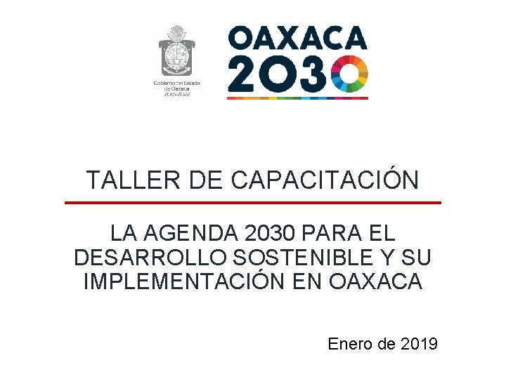 TALLER DE CAPACITACIÓN LA AGENDA 2030 PARA EL DESARROLLO SOSTENIBLE Y SU IMPLEMENTACIÓN EN