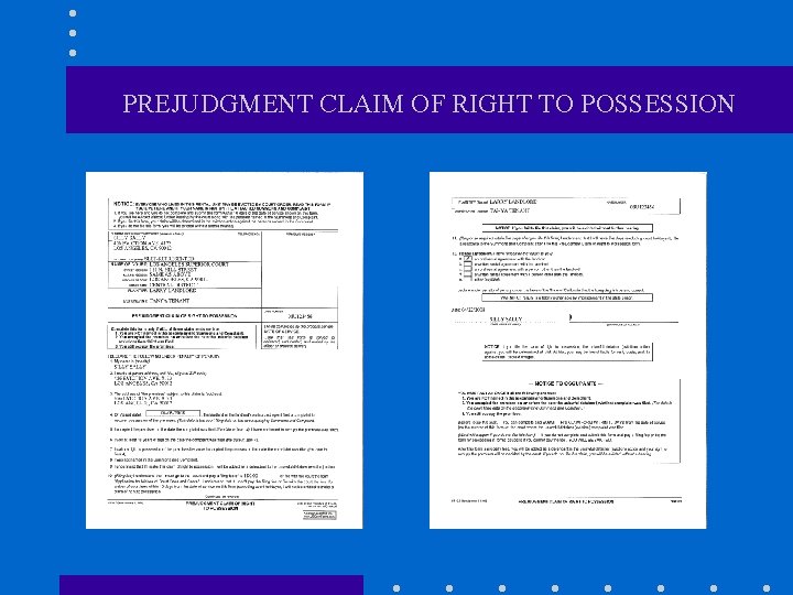 PREJUDGMENT CLAIM OF RIGHT TO POSSESSION 