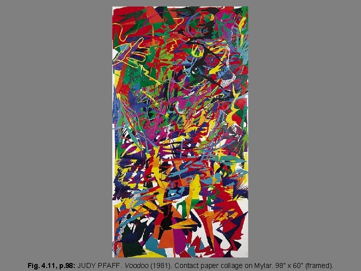 Fig. 4. 11, p. 98: JUDY PFAFF. Voodoo (1981). Contact paper collage on Mylar.