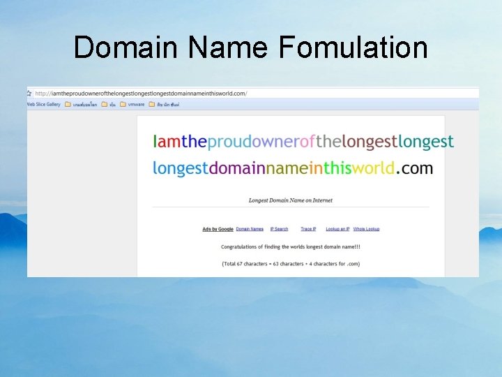 Domain Name Fomulation 