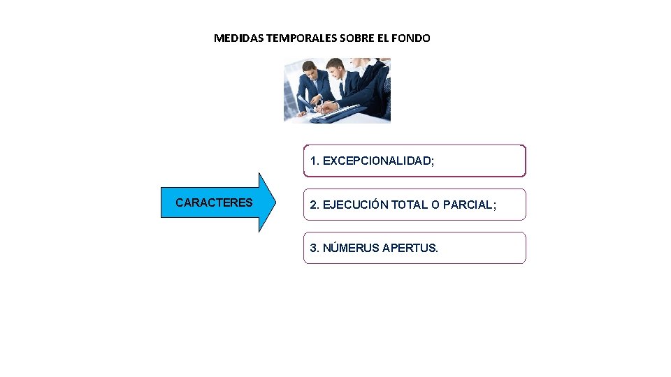 MEDIDAS TEMPORALES SOBRE EL FONDO 1. EXCEPCIONALIDAD; CARACTERES 2. EJECUCIÓN TOTAL O PARCIAL; 3.