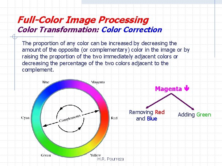 Full-Color Image Processing Color Transformation: Color Correction The proportion of any color can be