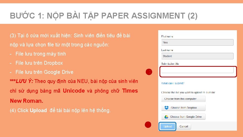 BƯỚC 1: NỘP BÀI TẬP PAPER ASSIGNMENT (2) (3) Tại ô cửa mới xuất