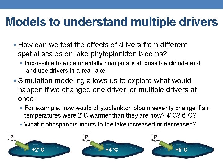 Models to understand multiple drivers § How can we test the effects of drivers