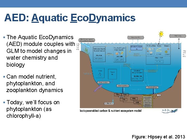 AED: Aquatic Eco. Dynamics § The Aquatic Eco. Dynamics (AED) module couples with GLM