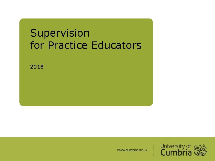 Supervision for Practice Educators 2018 