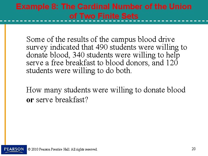 Example 8: The Cardinal Number of the Union of Two Finite Sets Some of