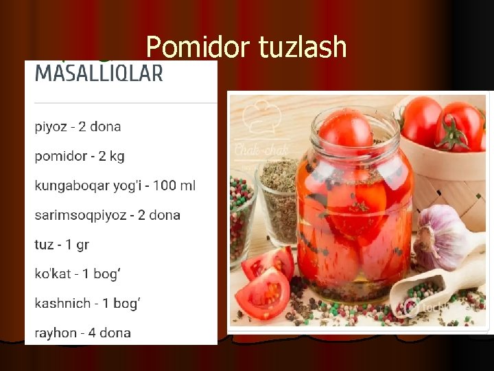 Pomidor tuzlash 