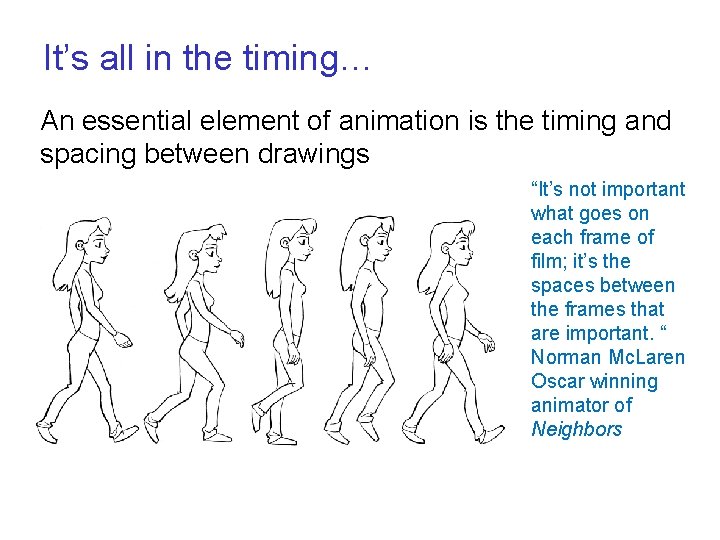 It’s all in the timing… An essential element of animation is the timing and