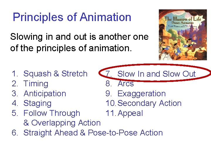Principles of Animation Slowing in and out is another one of the principles of