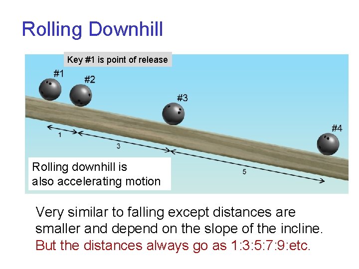 Rolling Downhill Key #1 is point of release Rolling downhill is also accelerating motion