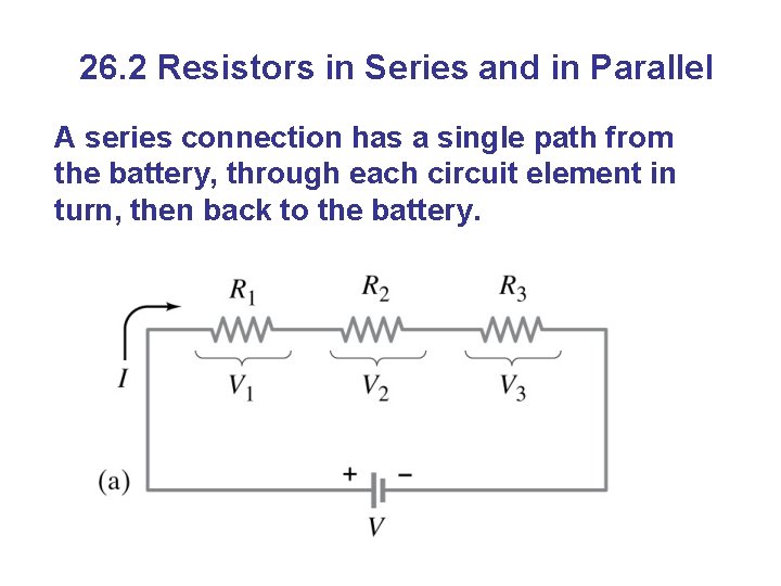 26. 2 Resistors in Series and in Parallel A series connection has a single