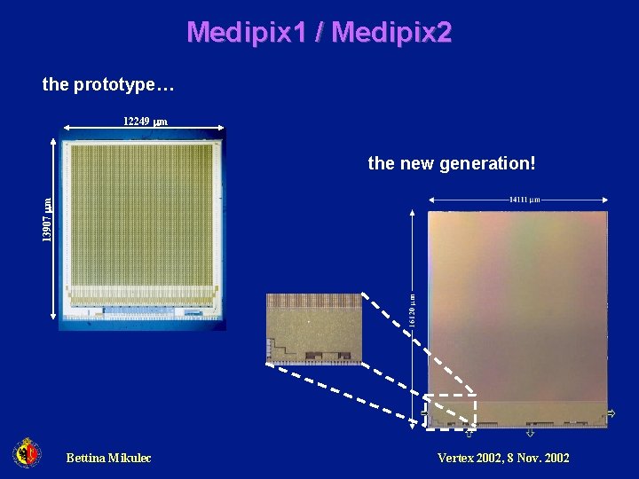 Medipix 1 / Medipix 2 the prototype… 12249 m 13907 m the new generation!