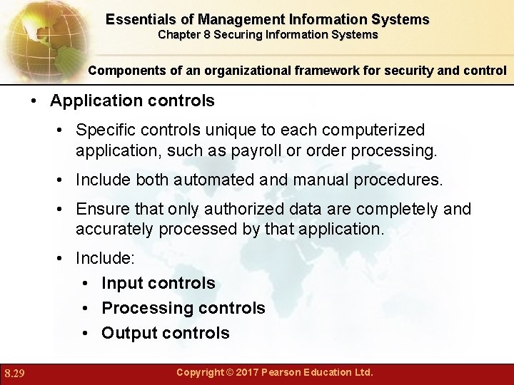 Essentials of Management Information Systems Chapter 8 Securing Information Systems Components of an organizational
