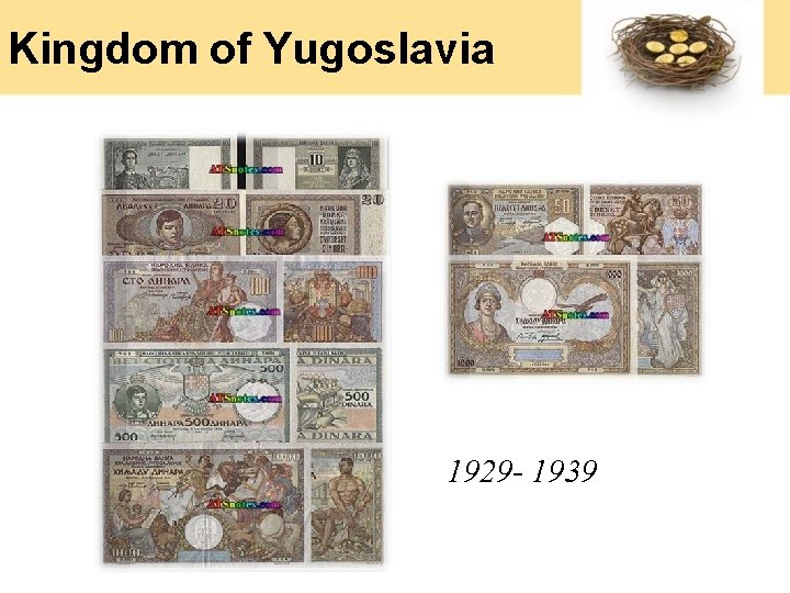 Kingdom of Yugoslavia 1929 - 1939 Kingdom of Yugoslavia 1929 - 1939