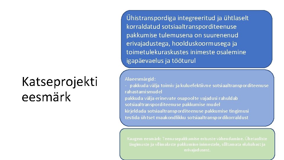 Ühistranspordiga integreeritud ja ühtlaselt korraldatud sotsiaaltransporditeenuse pakkumise tulemusena on suurenenud erivajadustega, hoolduskoormusega ja toimetulekuraskustes