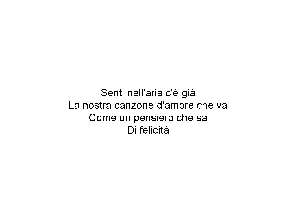 Senti nell'aria c'è già La nostra canzone d'amore che va Come un pensiero che