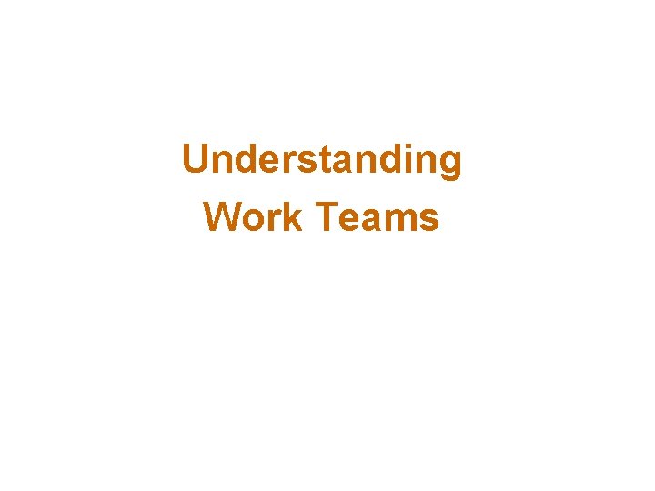 Understanding Work Teams 