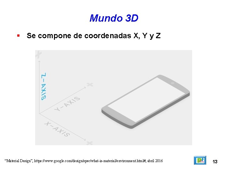 Mundo 3 D Se compone de coordenadas X, Y y Z “Material Design”, https: