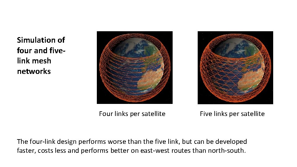 Simulation of four and fivelink mesh networks Four links per satellite Five links per