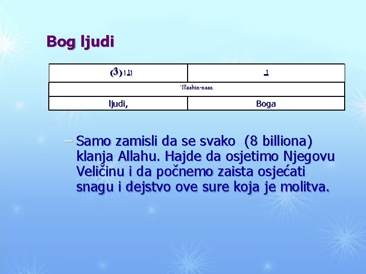 Bog ljudi (3) ﺍﻟ ﺍ ﻟـ ـ 'Illaahin-naas. ljudi, Boga – Samo zamisli da