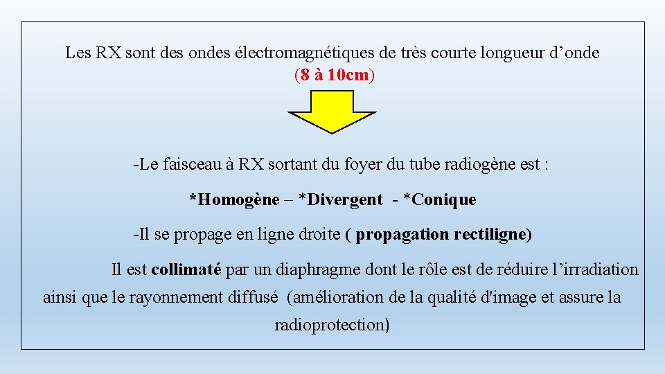 Les RX sont des ondes électromagnétiques de très courte longueur d’onde (8 à 10