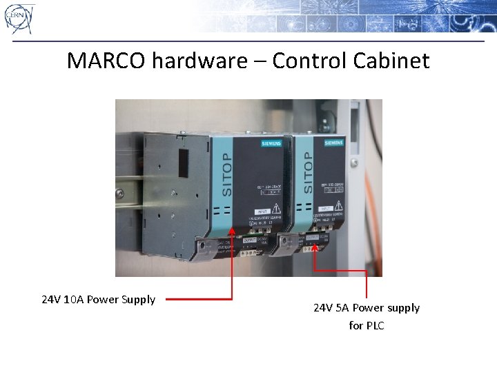 MARCO hardware – Control Cabinet 24 V 10 A Power Supply 24 V 5