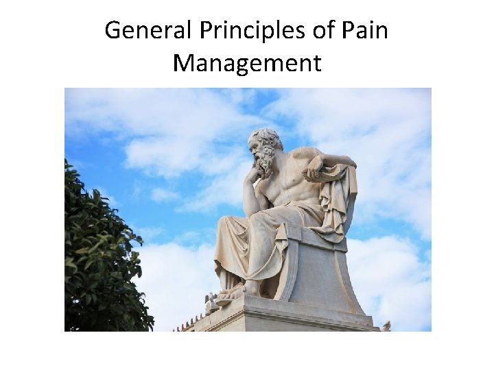 General Principles of Pain Management General Principles of Pain Management