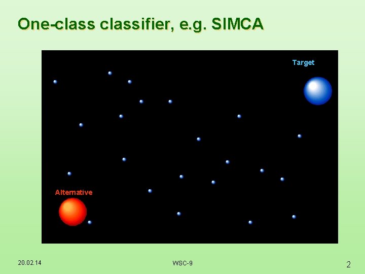 One-classifier, e. g. SIMCA Target Alternative 20. 02. 14 WSC-9 2 One-classifier, e. g. SIMCA Target Alternative 20. 02. 14 WSC-9 2