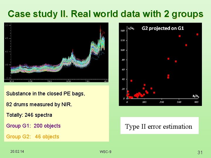 Case study II. Real world data with 2 groups Substance in the closed PE Case study II. Real world data with 2 groups Substance in the closed PE