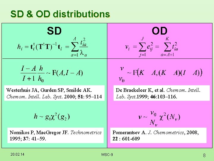 SD & OD distributions SD OD Westerhuis JA, Gurden SP, Smilde AK. Chemom. Intell. SD & OD distributions SD OD Westerhuis JA, Gurden SP, Smilde AK. Chemom. Intell.