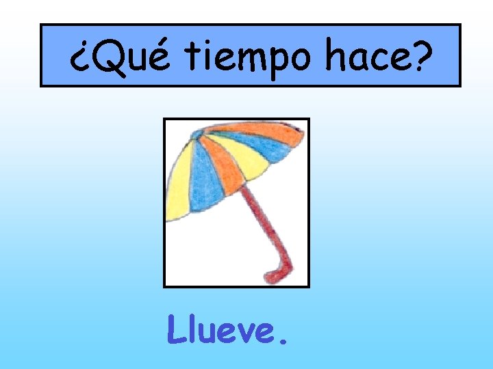 ¿Qué tiempo hace? Llueve. 