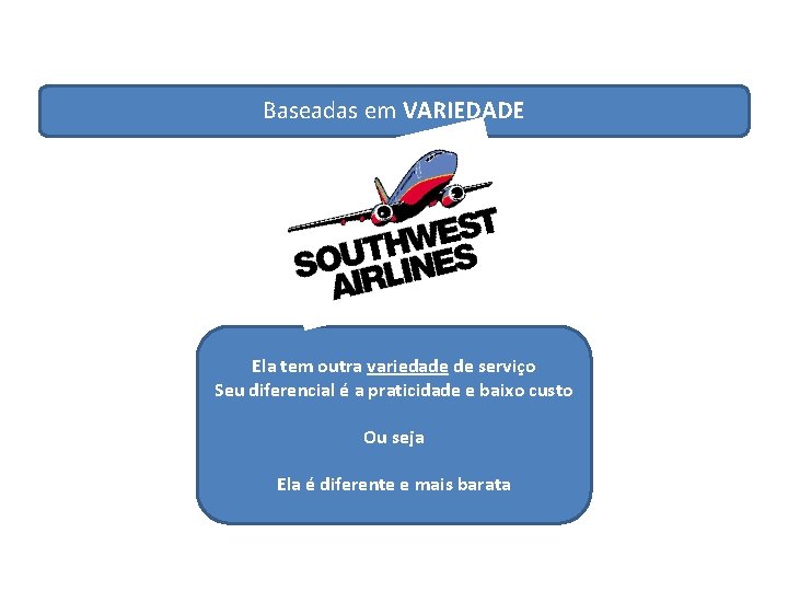 Baseadas em VARIEDADE Ela tem outra variedade de serviço Seu diferencial é a praticidade