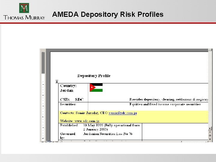 AMEDA Depository Risk Profiles 