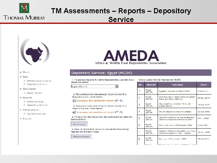 TM Assessments – Reports – Depository Service 